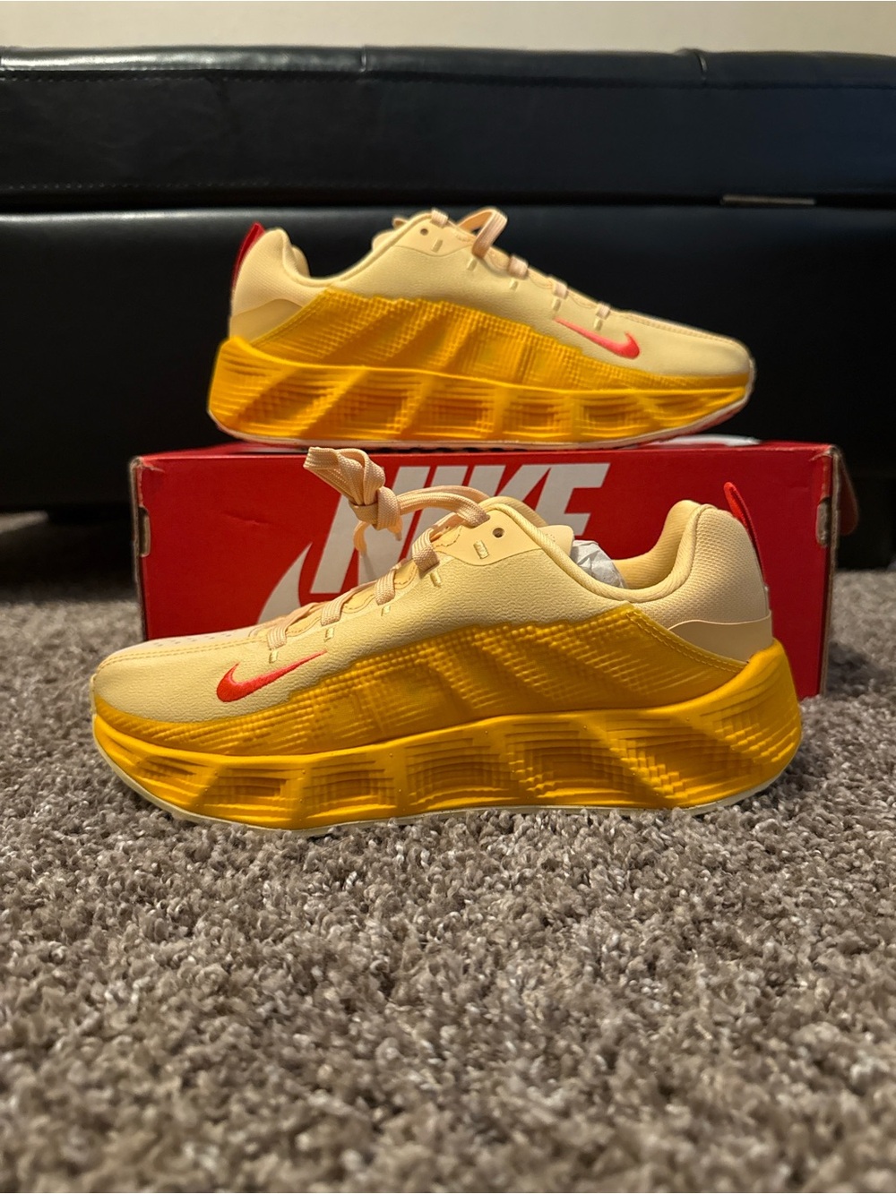 Nike Kids Yellow and Red Platform-Style Sneakers